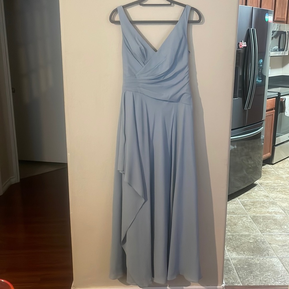 David’s bridal bridesmaid or wedding guest dress in dusty blue